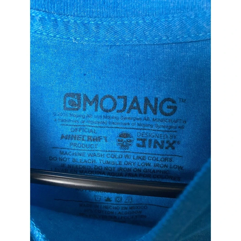 Mojang Kids Large Minecraft T-Shirt Blue Graphic Tee